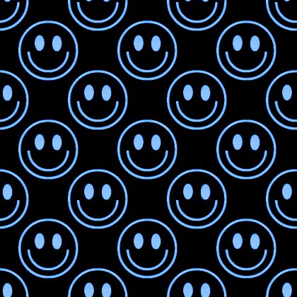 Blue Smiley Faces On Black Background Seamless Background Image