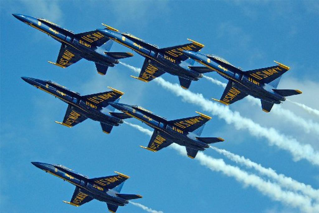 Navy Blue Angels Flying In Formation