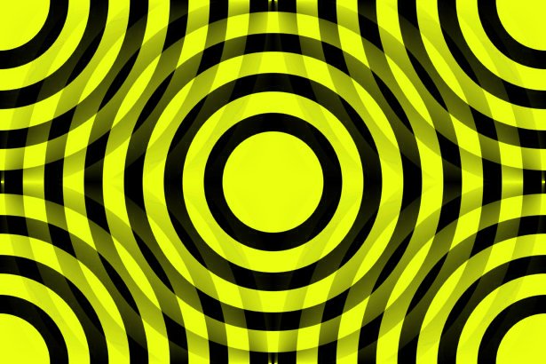 Yellow And Black Interlocking Concentric Circles