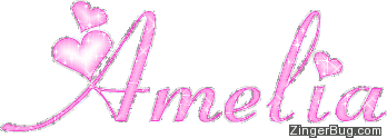Amelia Pink Glitter Name With Hearts Glitter Graphic, Greeting, Comment
