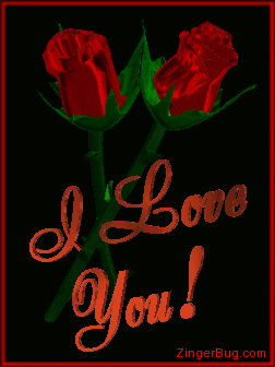 Click to get the codes for this image. This beautiful graphic features 2 metalic 3 dimensional roses with the comment: I Love You!