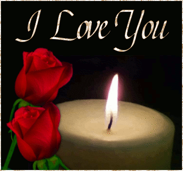 I Love You Candle With Roses MySpace Glitter Graphic Comment