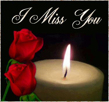 I Miss You Candle With Roses MySpace Glitter Graphic Comment