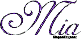Mia Purple Glitter Name Glitter Graphic, Greeting, Comment, Meme or GIF