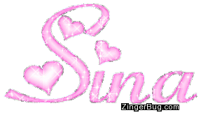 Sina Pink Glitter Name With Hearts Glitter Graphic, Greeting, Comment