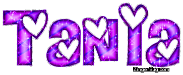 Tania Purple Striped Glitter Name With Hearts Glitter ...