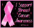 Click here to get MySpace Support Ribbon comments and glitters. This graphic features a pink ribbon and reads: Please support breast cancer awareness