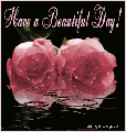 Wish your friends a great day with these Have a Beautiful Day comments and glitters. This beautiful image features 2 pink roses with animated raindrops. The comment reads: Have a Beautiful Day!