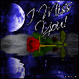 Click here to browse our most popular MySpace comments and glitters. This beautiful fantasy art graphic features a red rose with a blue moon in the background, reflected in an animated pool. The comment reads: I Miss You!