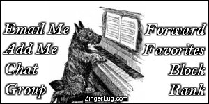 Click to get the codes for this image. This MySpace Contact Table (Contact Box) features a vintage woodcut of a cute dog playing the piano.