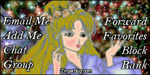 Click to get the codes for this image. This MySpace Contact Table (Contact Box) features a cartoon fairy with glitter stars.
