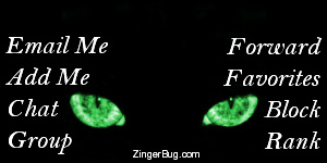 Click to get the codes for this image. This MySpace Contact Table (Contact Box) features a photograph of green cat eyes on a black background.