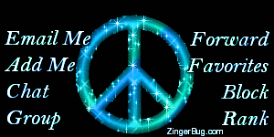 Click to get the codes for this image. This MySpace Contact Table (Contact Box) features a glitter graphic of an ocean colored peace sign (peace symbol).