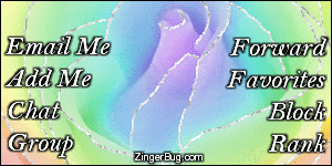 Click to get the codes for this image. This MySpace Contact Table (Contact Box) features a glitter graphic of a rainbow colored rose with silver glitter on the tips of each petal.