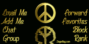 Click to get the codes for this image. This MySpace Contact Table (Contact Box) features a golden peace symbol reflected in an animated pool.