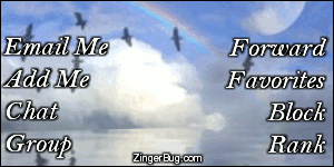 Click to get the codes for this image. This MySpace Contact table (Contact Box) features a beautiful scene of birds flying in front of a rainbow reflected in an animated pool.