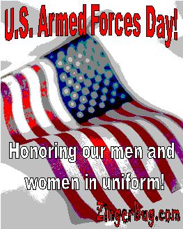 Click to get the codes for this image. Posterized photograph of an American flag with the comment: U.S. Armed Forces Day! Honoring our man and women in uniform.