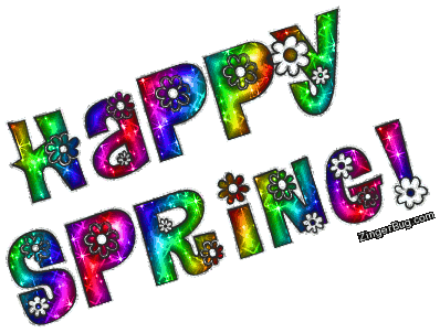 Happy Spring Rainbow Flower Text Glitter Graphic, Greeting ...