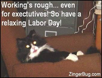 Labor Day Working Cat Glitter Graphic, Greeting, Comment, Meme or GIF