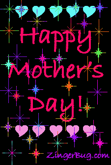 Happy Mother's Day Stars on Black Background Glitter Graphic, Greeting