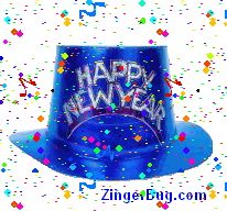 Happy New Year Hat Glitter Graphic, Greeting, Comment, Meme or GIF