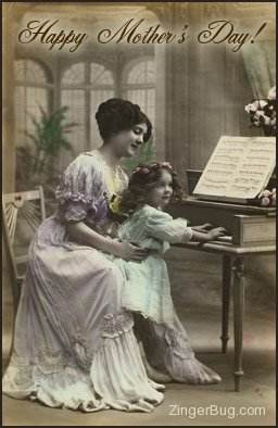 Click to get the codes for this image. Vintage Mother's Day Photo - Mother & Daughter at Piano, Mothers Day Graphic Comment and Codes for MySpace, Friendster, Orkut, Piczo, Xanga or any other website or blog.