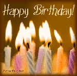 Click here to browse our collection of Happy Birthday comments featuring images of birthday candles. This beautiful graphic features an animated photgraph of burning birthday candles. The comment reads: Happy Birthday!