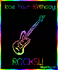 Click here to browse our collection of Hope your Birthday Rocks comments! This comment features a rainbow colored 3D rotating fender guitar charm. The comment reads: Hope your Birthday ROCKS!