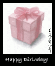 Click here to browse our entire collection of virtual birthday presents and glitter graphics featuring happy birthday gifts and packages. This beautiful graphic shows a box wrapped in pink gift wrap that is animated with an artistic swirl pattern. The comment reads: Happy Birthday!