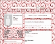 Click to get MySpace layouts featuring spiral and starburst patterns. This layout features red spirals on a white background.