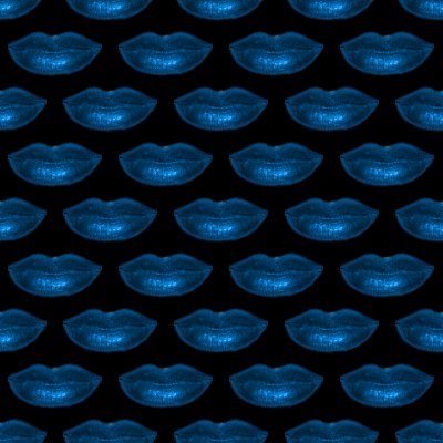 Click to get the codes for this image. Blue Lips On Black Background Seamless, Colors  Blue, Lips and Kisses Background, wallpaper or texture for, Blogger, Wordpress, or any web page, blog, desktop or phone.