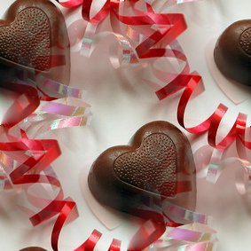 Click to get the codes for this image. Chocolate Hearts And Ribbons, Holidays  Valentines Day Background, wallpaper or texture for Blogger, Wordpress, or any phone, desktop or blog.
