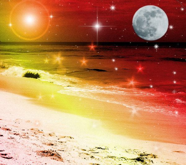 Click to get the codes for this image. Fantasy Beach Background Red Yellow 1800x1600, Fantasy, Ocean  Water, Colors  Orange, Colors  Yellow and Gold, Colors  Red Background, wallpaper or texture for, Blogger, Wordpress, or any web page, blog, desktop or phone.