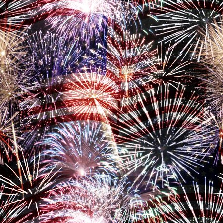 Click to get the codes for this image. Fireworks And Flag July 4 Tiled Background Wallpaper, Fourth of July, Patriotic,  New Backgrounds, Fireworks Background, wallpaper or texture for, Blogger, Wordpress, or any web page, blog, desktop or phone.