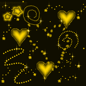 Click to get the codes for this image. Gold Satin Love Bats, Sparkles and Glitter, Hearts, Colors  Yellow and Gold Background, wallpaper or texture for, Blogger, Wordpress, or any web page, blog, desktop or phone.