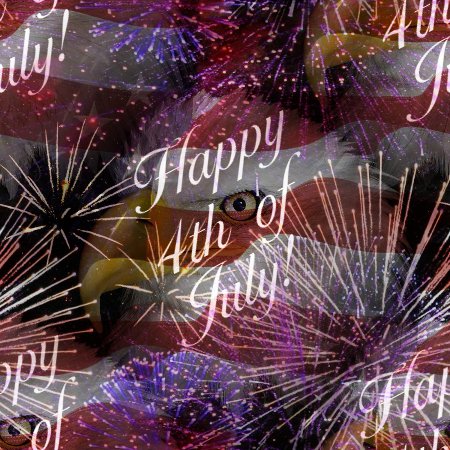 Click to get the codes for this image. Happy 4th Of July Fireworks Flag Eagle Background Tiled, Fourth of July,  New Backgrounds, Fireworks Background, wallpaper or texture for, Blogger, Wordpress, or any web page, blog, desktop or phone.