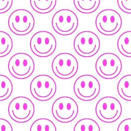 Click to get the codes for this image. Hot Pink Smiley Faces On White Background Seamless, Smiley Faces, Colors  Pink Background, wallpaper or texture for Blogger, Wordpress, or any phone, desktop or blog.