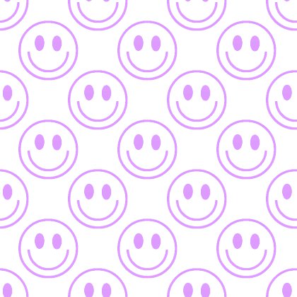 Click to get the codes for this image. Lavender Smiley Faces On White Background Seamless, Smiley Faces, Colors  Purple Background, wallpaper or texture for Blogger, Wordpress, or any phone, desktop or blog.
