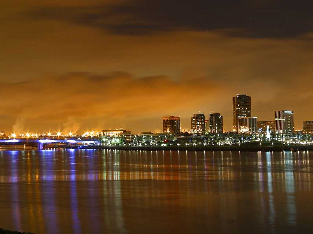 Click to get the codes for this image. Longbeach At Night, Cities  Buildings Background, wallpaper or texture for, Blogger, Wordpress, or any web page, blog, desktop or phone.