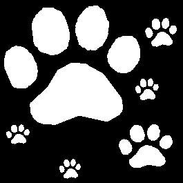 Click to get the codes for this image. White Pawprints on Black Background, Animals  Cats, Animals  Dogs, Colors  Black and White Background, wallpaper or texture for Blogger, Wordpress, or any phone, desktop or blog.