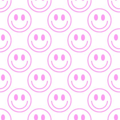 Click to get the codes for this image. Pink Smiley Faces On White Background Seamless, Smiley Faces, Colors  Pink Background, wallpaper or texture for Blogger, Wordpress, or any phone, desktop or blog.