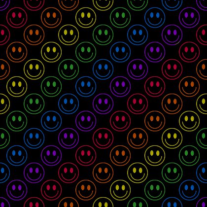 Click to get the codes for this image. Rainbow Smiley Faces On Black Background Seamless, Colors  Rainbow, Smiley Faces Background, wallpaper or texture for Blogger, Wordpress, or any phone, desktop or blog.