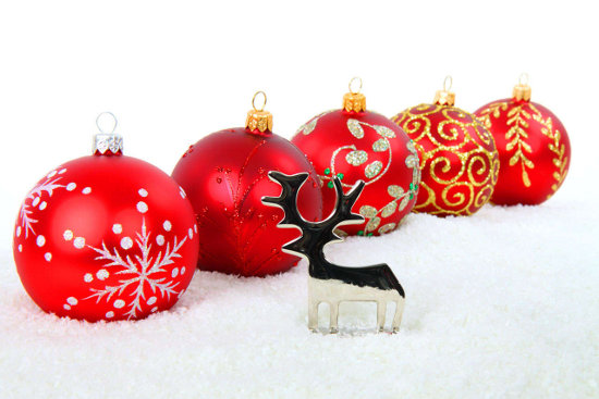 Click to get the codes for this image. Red Christmas Ornaments With Reindeer, Holidays  Christmas Background, wallpaper or texture for Blogger, Wordpress, or any phone, desktop or blog.