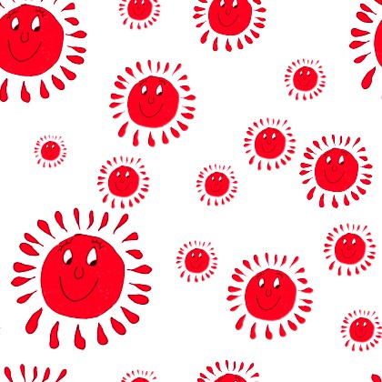 Click to get the codes for this image. Red Smiley Suns Background Seamless, Smiley Faces, Colors  Red Background, wallpaper or texture for Blogger, Wordpress, or any phone, desktop or blog.