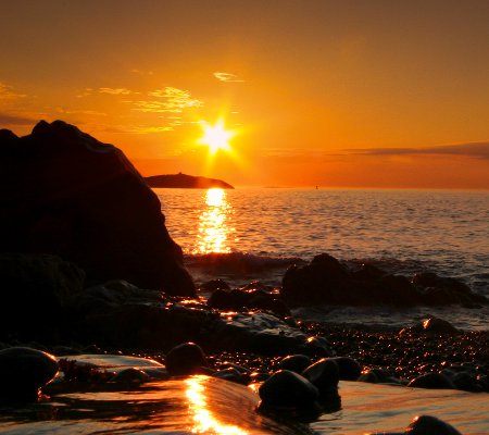 Click to get the codes for this image. Sunrise Over Rocky Shore Background 1800x1600, Ocean  Water, Sunsets and Sunrises Background, wallpaper or texture for any blog, web page, phone or desktop