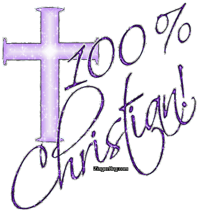 Click to get the codes for this image. 100 Percent Christian Purple Glitter Cross, 100 Percent, Religious  Christian, Popular Favorites Glitter Graphic, Comment, Meme, GIF or Greeting