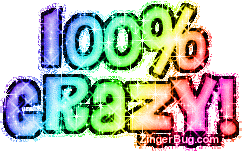 Click to get the codes for this image. 100 Percent Crazy Rainbow Glitter Text Graphic, 100 Percent, Crazy Free Image, Glitter Graphic, Greeting or Meme for Facebook, Twitter or any blog.