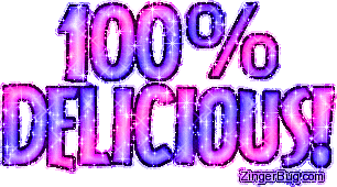 Click to get the codes for this image. 100 Percent Delicious Glitter Text Graphic, 100 Percent Free Image, Glitter Graphic, Greeting or Meme for Facebook, Twitter or any blog.