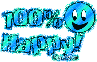 Click to get the codes for this image. 100 Percent Happy Ocean Glitter Text Graphic, 100 Percent, Smiley Faces Free Image, Glitter Graphic, Greeting or Meme for Facebook, Twitter or any blog.