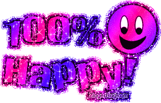 Click to get the codes for this image. 100 Percent Happy Pink Glitter Text Graphic, 100 Percent, Smiley Faces Free Image, Glitter Graphic, Greeting or Meme for Facebook, Twitter or any blog.